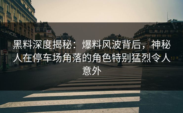 黑料深度揭秘：爆料风波背后，神秘人在停车场角落的角色特别猛烈令人意外