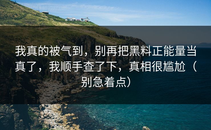 我真的被气到，别再把黑料正能量当真了，我顺手查了下，真相很尴尬（别急着点）