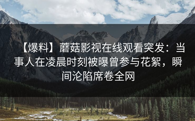 【爆料】蘑菇影视在线观看突发：当事人在凌晨时刻被曝曾参与花絮，瞬间沦陷席卷全网